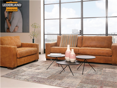 Lederland AMSTERDAM Showroommodel 3 zits + loveseat Karina