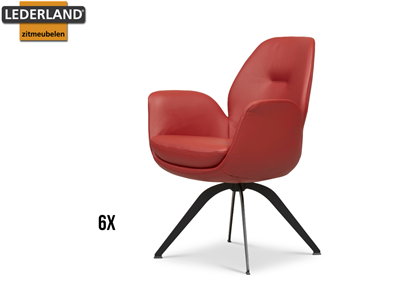 Lederland BEVERWIJK Showroommodel Garry | 6x eetkamerstoelen